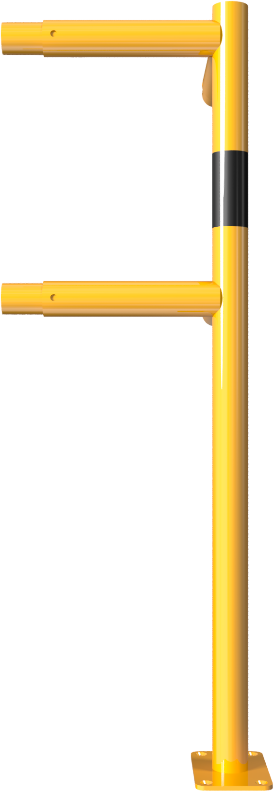 Bentatec Eck-Rammschutz 48 Mm Stahlrohr – 51 Cm Hoch, 60 Cm Schenkel, Gelb Mit Warnstreifen, Für Lager Und Produktion